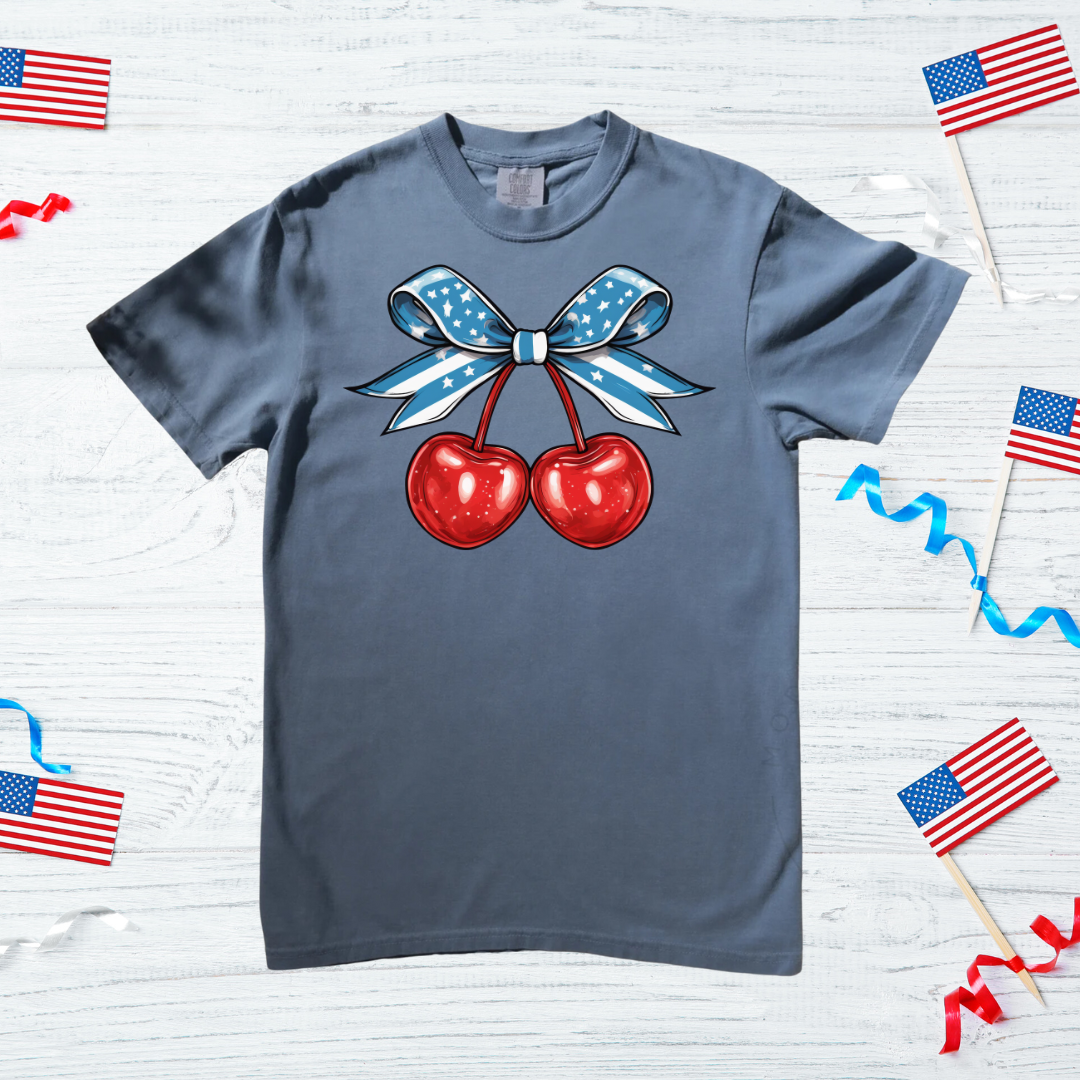 Coquette Cherries and Bow Tee